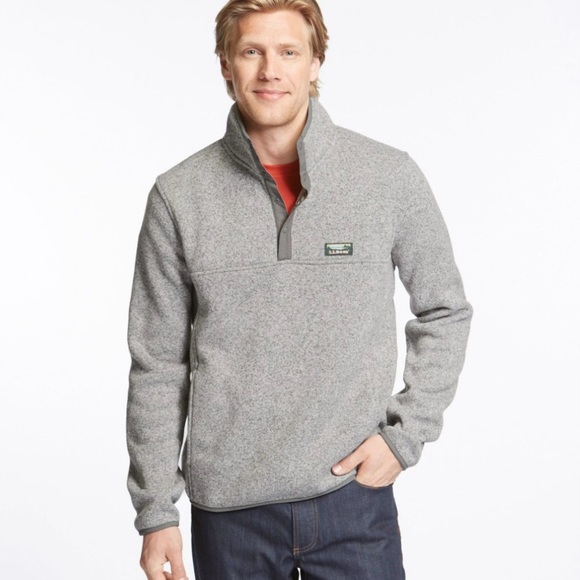 L.L. Bean Mens Green Fleece Pullover 1/4 Snap Long Sleeve Sweater Size XL Tall - Picture 1 of 9